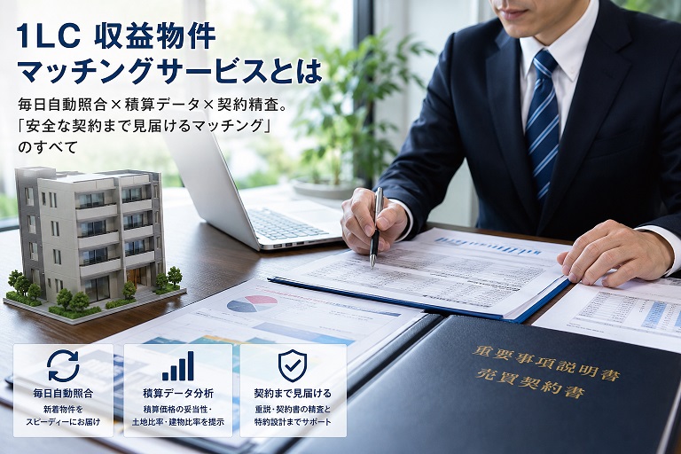 収益物件マッチングサービスとは【完全ガイド】積算データ付きで毎日届く|1LC株式会社